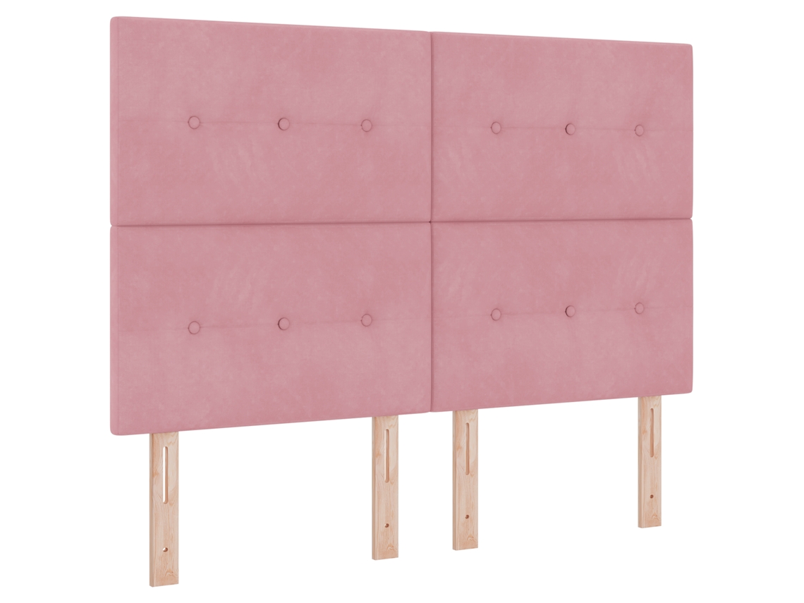 Conjunto 1 Cama Box Vidaxl Rosa Veludo (200 X 160 Cm)