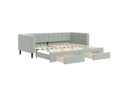 Sofá cama com Gavetão e Gavetas 90x200 Cm Veludo Cinzento Claro MAISON EXCLUSIVE