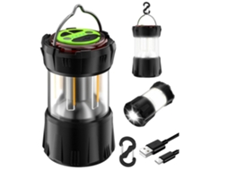 Luz de Acampamento Recarregável Ip67 À Prova DÁgua 8 Modos de Luz Luz de Acampamento Luz Led Luz de Acampamento 2000Mah Preta