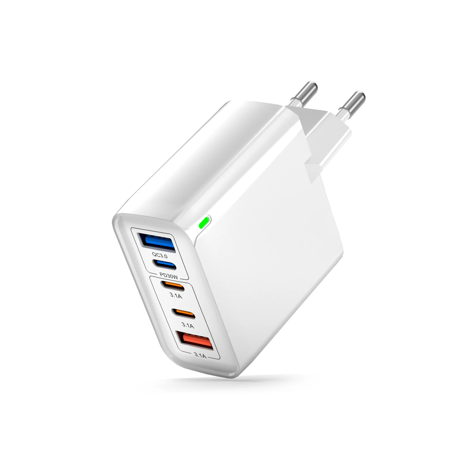 Carregador Rápido De 65 W, Plugue Padrão Europeu, Adaptador De Carregamento Para Celular Com 5 Portas (eu-usb-3c2a-white)