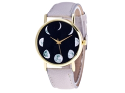 Reloj De Cuarzo De Piel Pu Moda Para Parejas Con Correa Gris