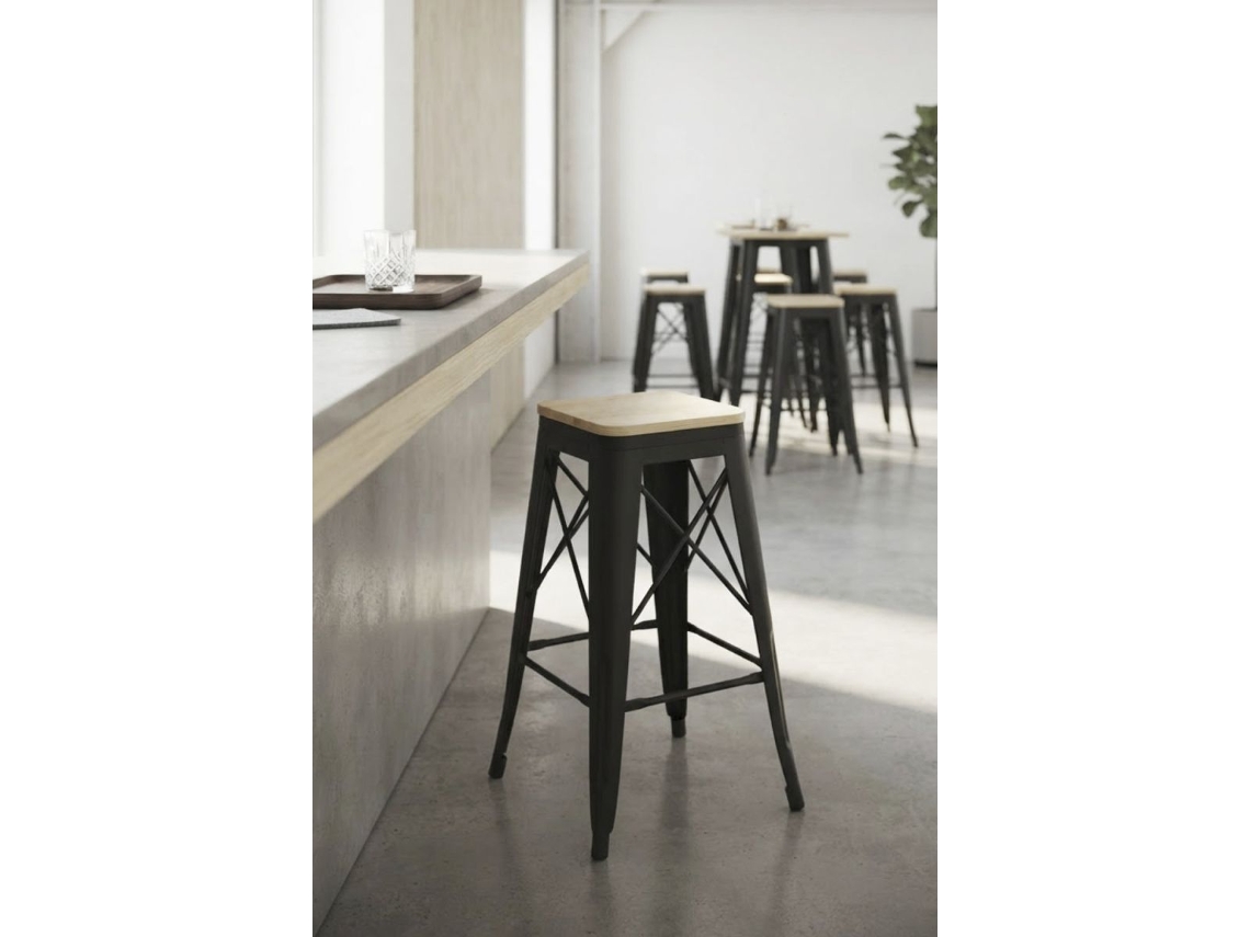 Banco Valix Madeira Natural 76 Cm - Preto Mate