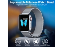 Pulseira De Relógio Magnética Milanesa De Aço Inoxidável Substituível Para Apple Watch 2/3/4/5/6/se 38/40mm Prata