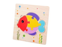 Ats puzzles de Madeira para Bebês e Crianças Animais a Adoráveis Puzzles Educacionais Brinquedos Presente de Aniversário para Meninos e Meninas Peixe