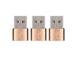 3 Pack Adaptador Usb 2.0 Macho Para Type-c Fêmea Metal Para Laptop E Celular Dourado