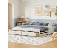 Sofá-cama Retrátil 90/180x200 Cm Pinho Branco Com Gavetas