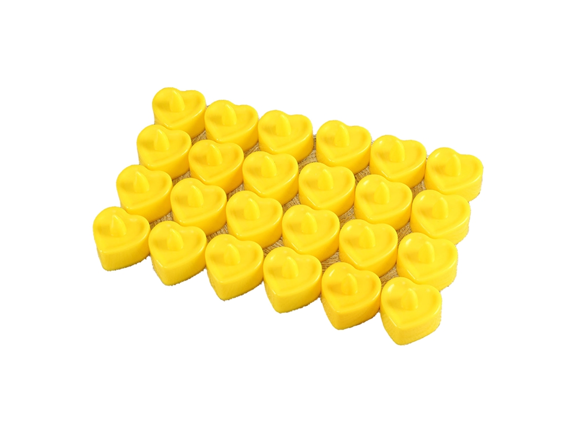 Conjunto de 24 velas de LED em formato de coração, com câmara inodora e controle remoto, para decoração de casa (amarelo).