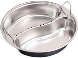 Bandeja Grande De Aço Inoxidável Dividida Para Cozinhar Legumes E Arroz A Vapor, Com Suporte Redondo E Alça