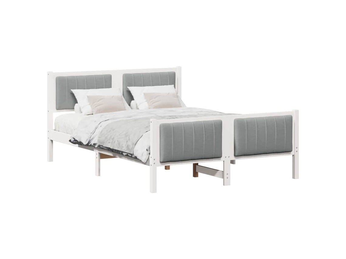 Estrutura da Cama Branco e Cinza Claro 140 X 190 Cm MAISON EXCLUSIVE