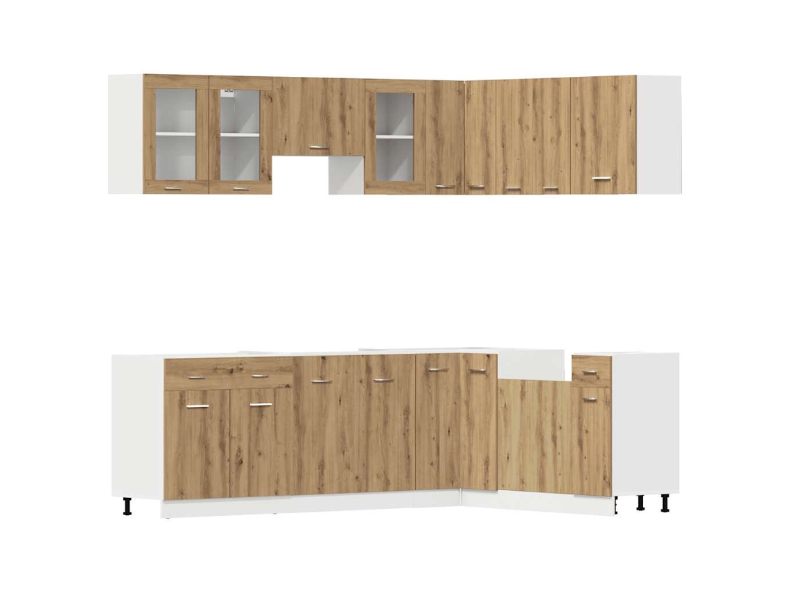 Conjunto de armários de cozinha com 11 peças em madeira Madeira Lyon Carvalho Artisiano MAISON EXCLUSIVE