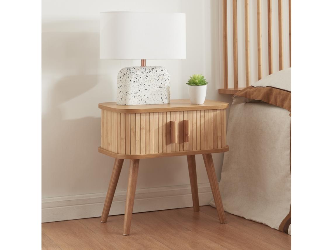 Mesa de Apoio Nordkapp com Portas de Bambu Mdf 48X30X45Cm Natural [EN.CASA]