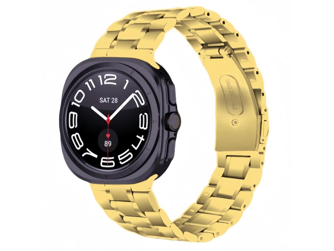 Bracelete para Samsung Galaxy Watch Ultra 2025 Aço Inoxidável Cinco Contas Dourada XIAOMOYU