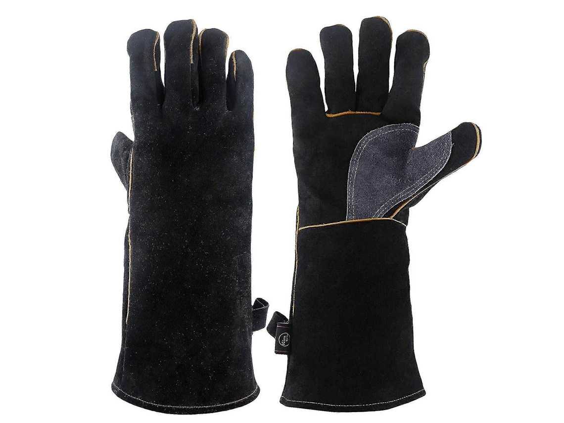Luvas de Couro Resistentes a Calor Extremo com Costuras de Kevlar para Chaminé Forno Parrilla Soldadura Barbacoa 14 Polegadas