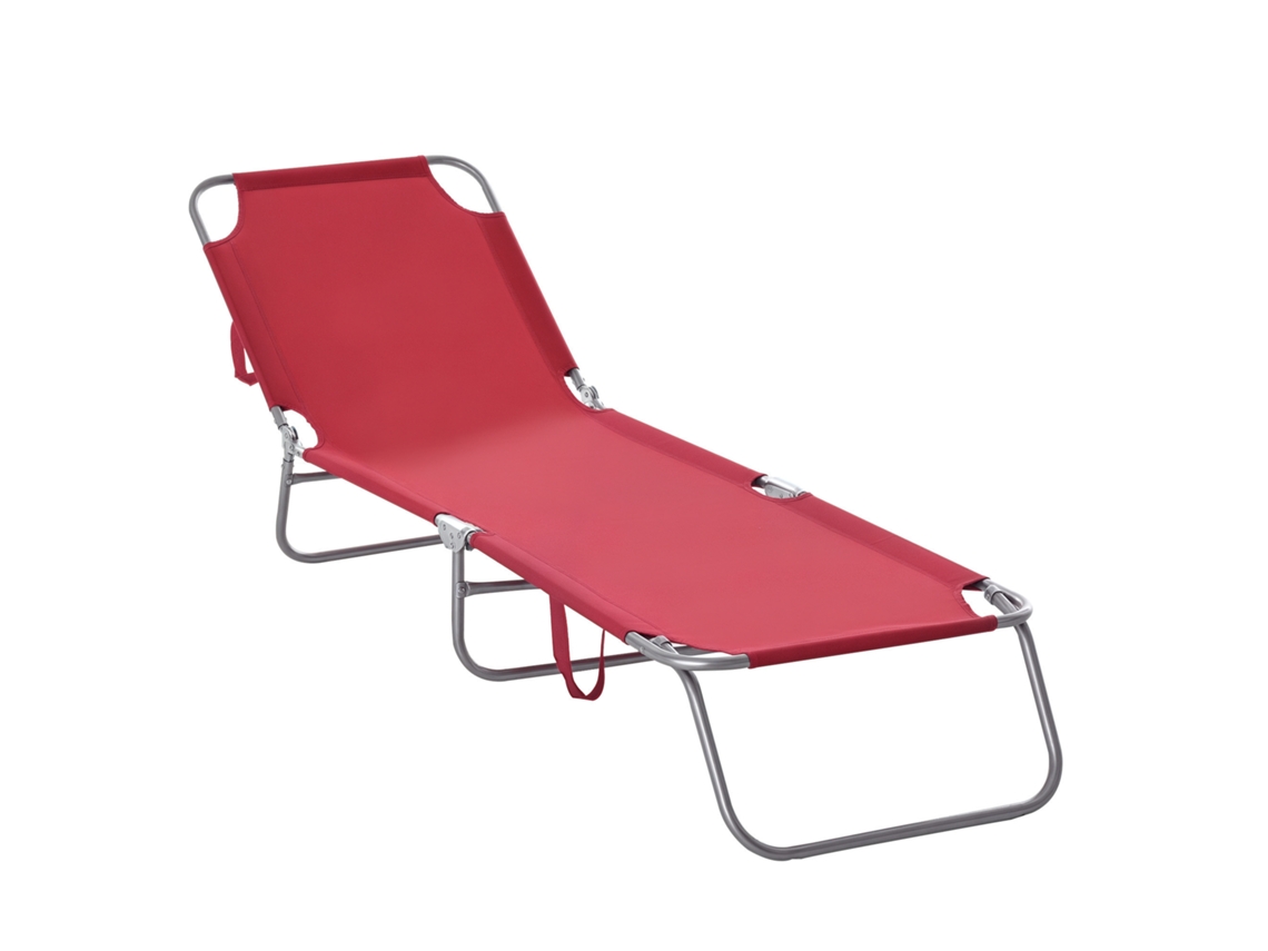 Espreguiçadeira Dobrável 5 Posições 187x55cm Vermelho