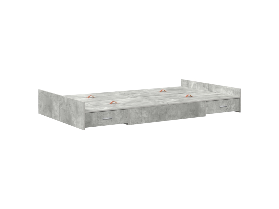 Conjunto 1 Estrutura De Cama Moderna Vidaxl Cinzento Madeira De Pinho Maciça (120 X 190 Cm)