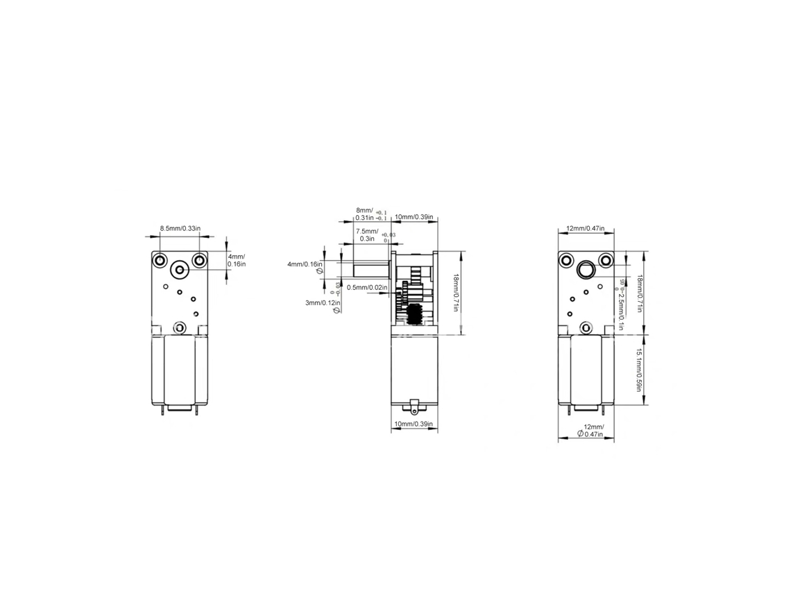 Motor Redutor Turbo Worm 3v Dc 30rpm Micro