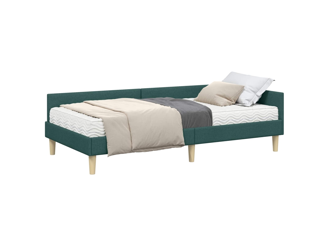 Conjunto de 2 Estruturas de Cama de Canto com Colchão Verde Tecido MAISON EXCLUSIVE