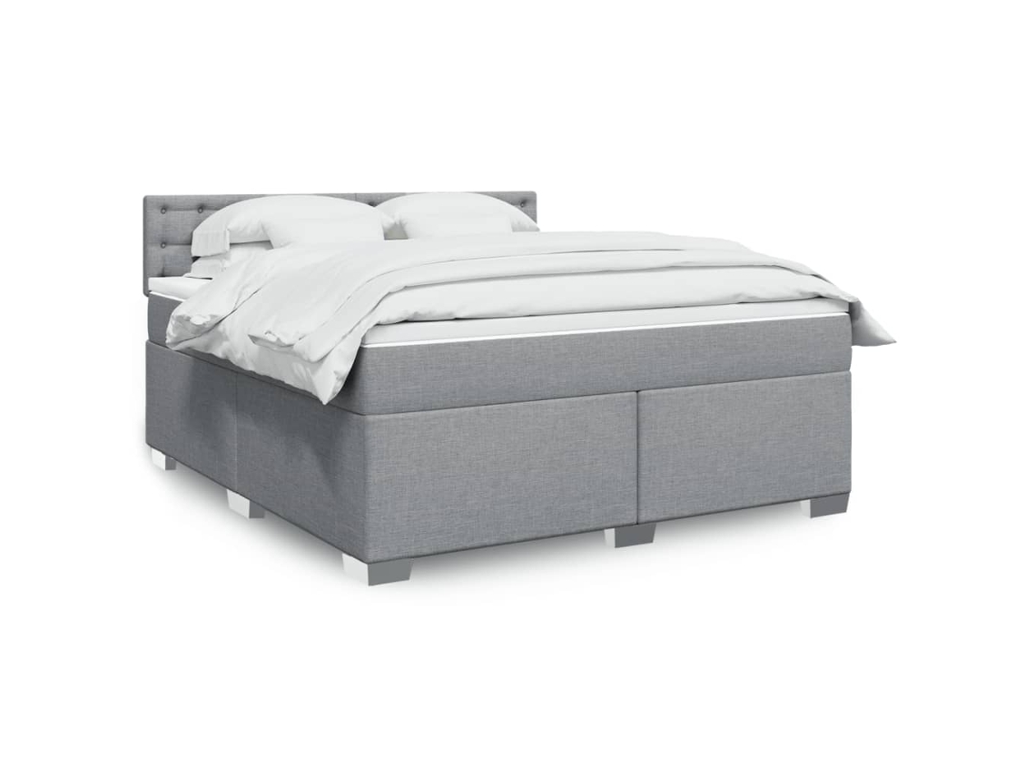 Vidaxl Cama Com Molas/colchão 180x200 Cm Tecido Cinzento-claro