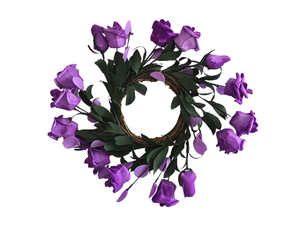 Coroa De Rosas Púrpura Pe Decoração Interna Porta Lintel