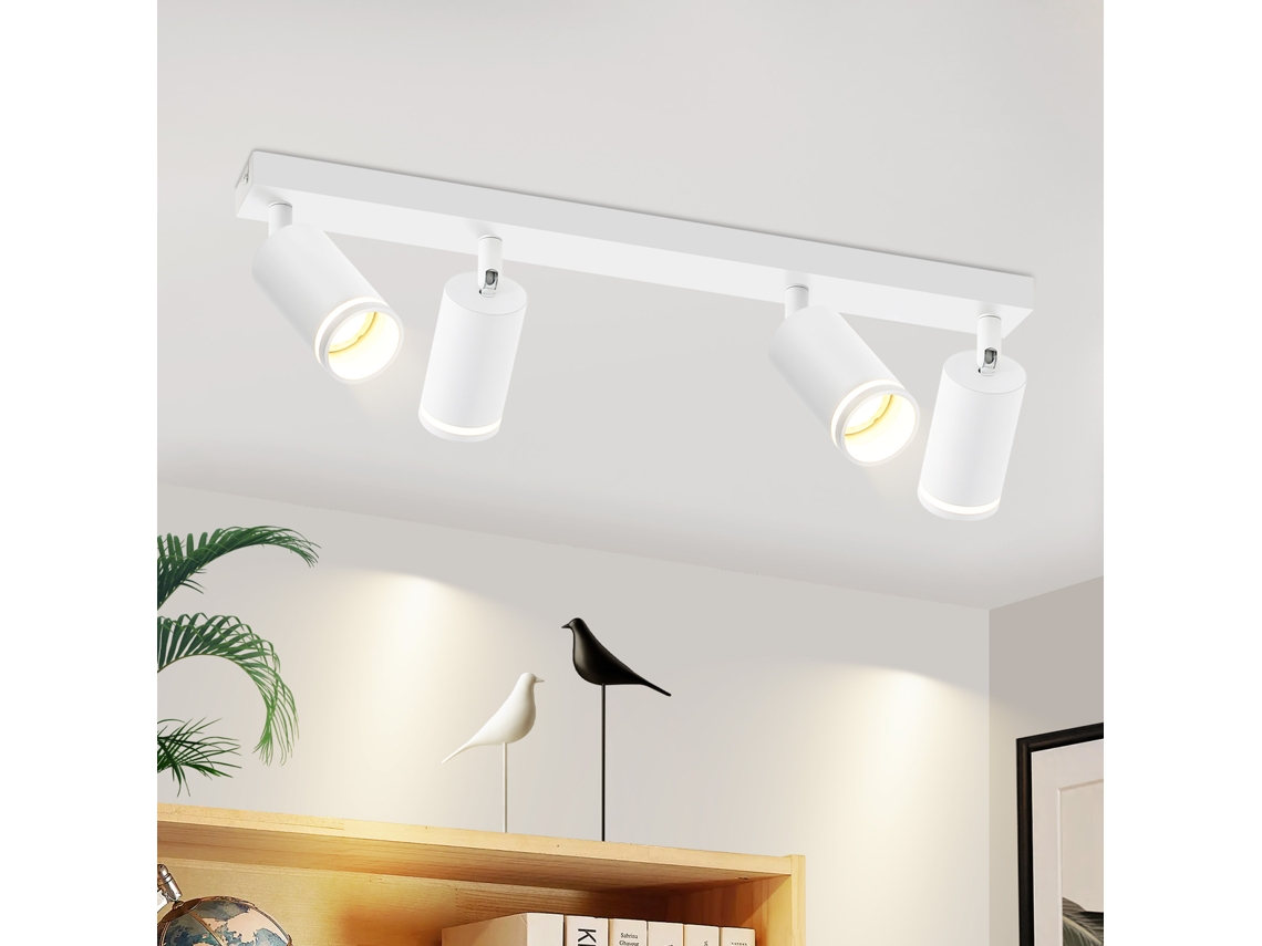Nettlife Candeeiro De Teto Com Focos Branco 4 Luzes Gu10, Moderno Ajustável Metal Para Interior, 25 W, Orientáveis, Para Sala, Quarto