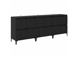 Conjunto 3 Buffet De Madeira Vidaxl Preto Derivados De Madeira (60 X 35 X 70 Cm)