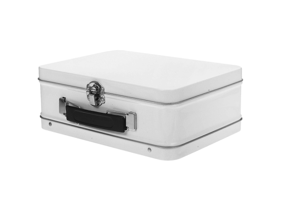 Caixa Organizadora De Mesa Para Joias, Pequenos Objetos E Cosméticos, Em Metal, Branca.
