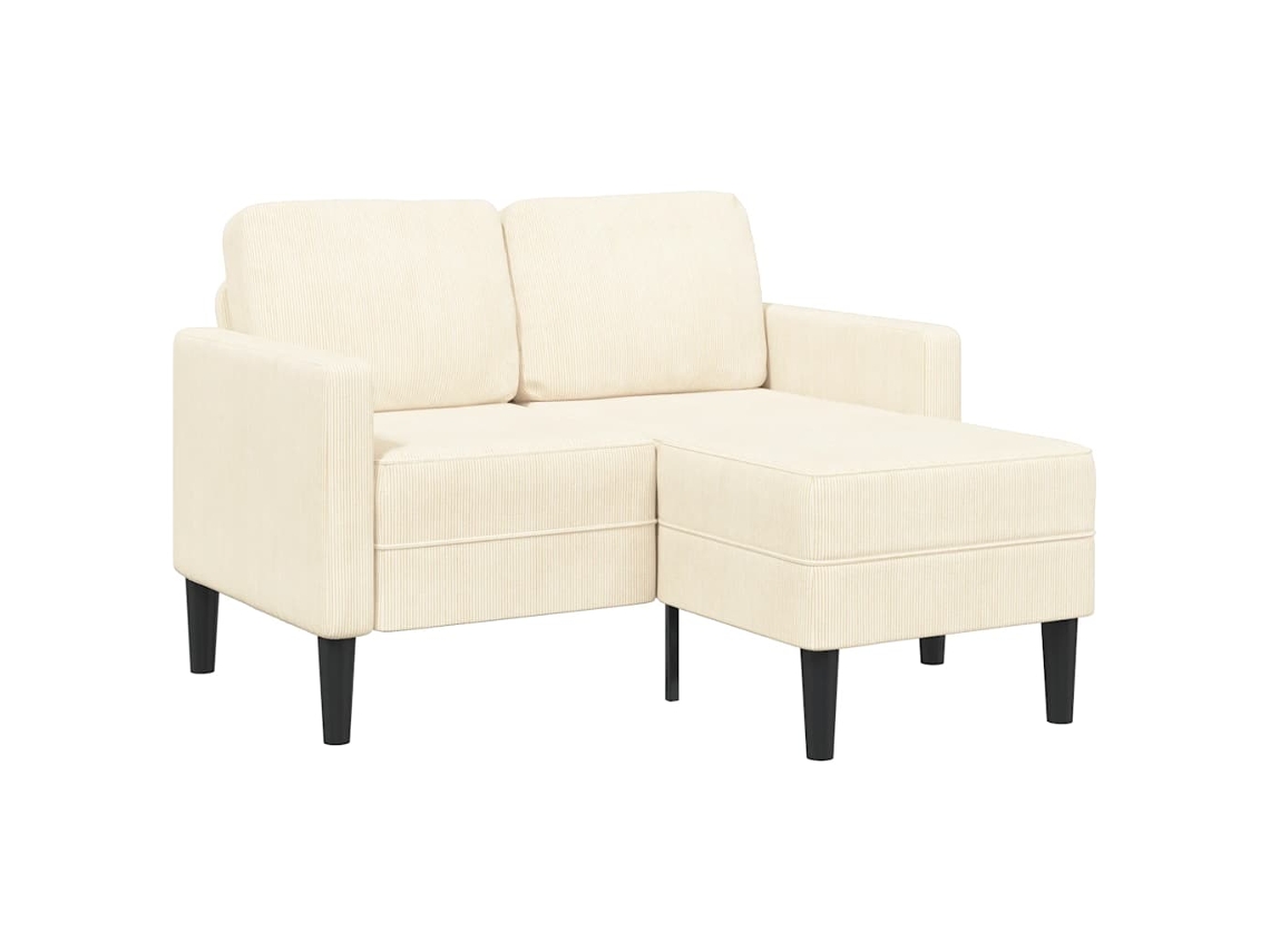 Vidaxl Sofá 2 Lugares Com Chaise Em L 125 Cm Linho Creme