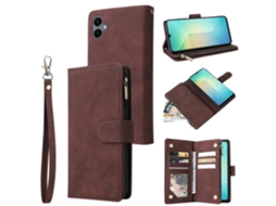 Capa Carteira Compatível Com Samsung Galaxy A06 4g Com Zíper, Vários Compartimentos Para Cartão E Revestimento Em Couro, Multicolorida