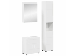 Vidaxl Conjunto De Móveis Para Banheiro Tulum 3 Pcs Branco Brilhante