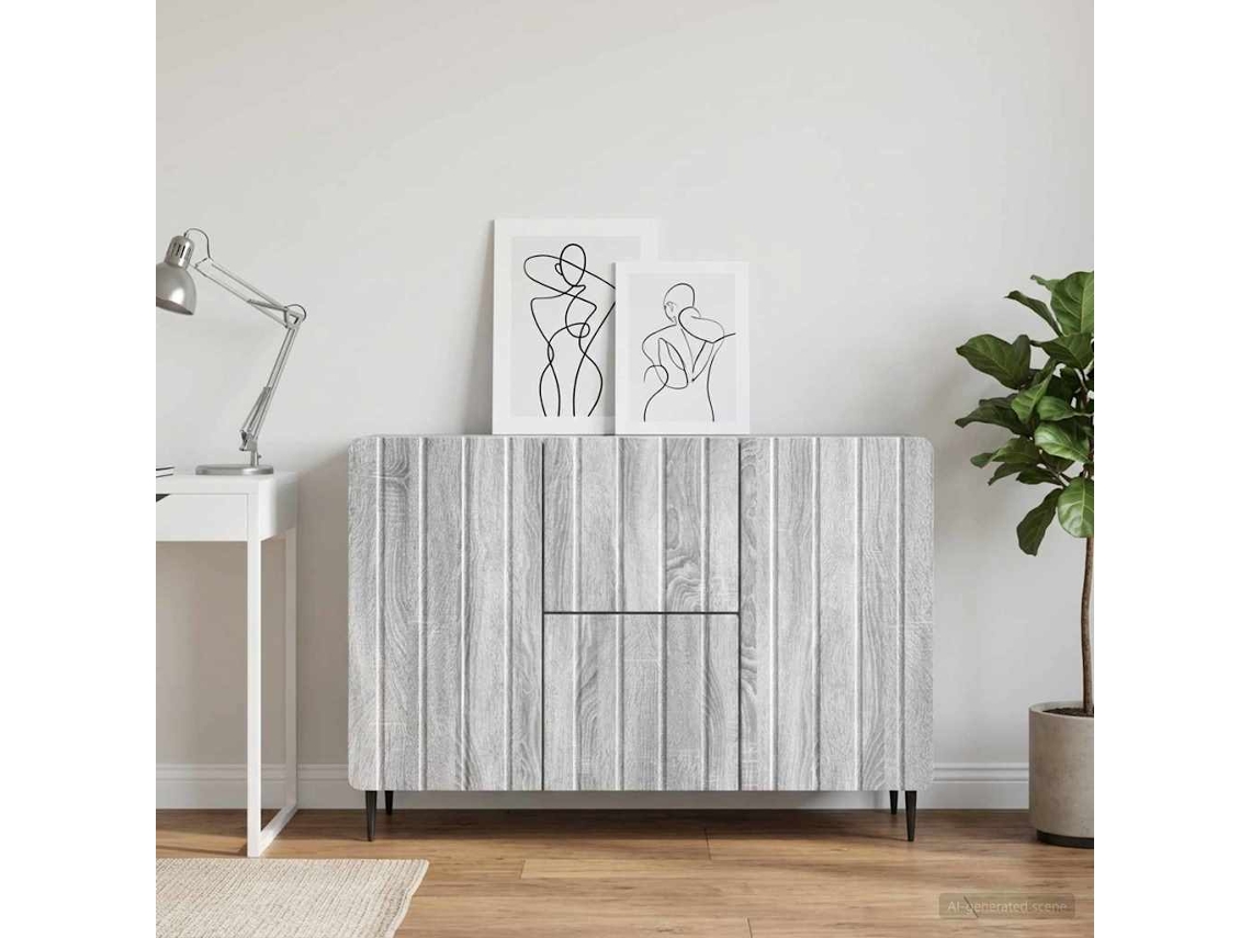 Vidaxl Buffet Sonoma Cinzento 89 X 34,5 X 62 Cm Derivados De Madeira