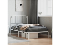Cama com Cabeceira PANGSHIYUAN Madeira Metal Branco (102x207x105cm)