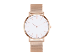 Relógio Masculino de Quartzo com Pulseira de Malha de Aço Rosa Redondo Fashion