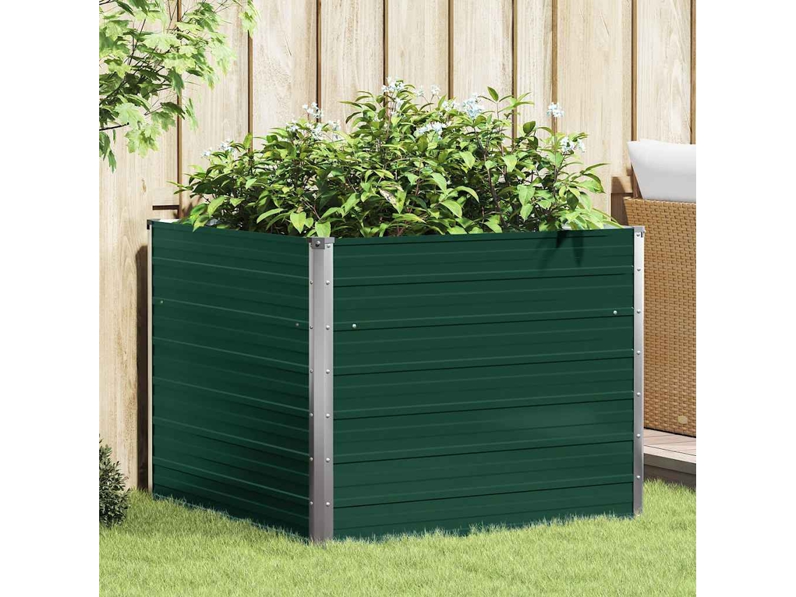 Vidaxl Canteiro Jardim Elevado 100x100x77cm Aço Galvanizado Verde