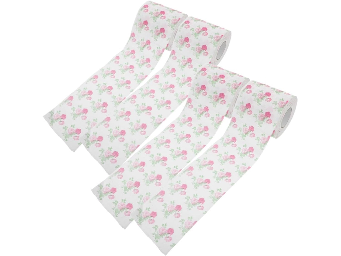 Papel Higiênico Com Estampa Floral, 4 Rolos, Colorido E , Para Cuidados Com A Pele Sensível, E Viage Gokoco