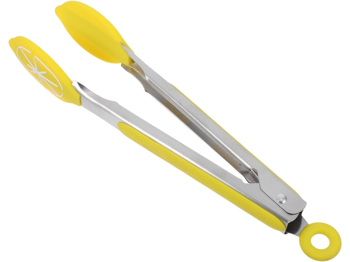 Pinça De Cozinha Com Pontas Silicone Resistentes A Riscos, Cabo De Aço Inoxidável, Formato Ergonômico, 25cm De