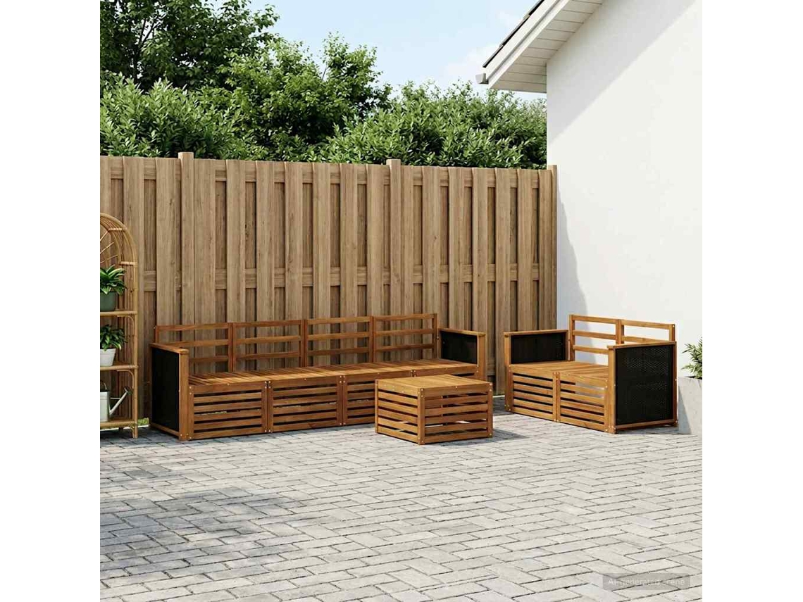 Vidaxl Conjunto De Sofás Para Exterior 7 Pcs Natural