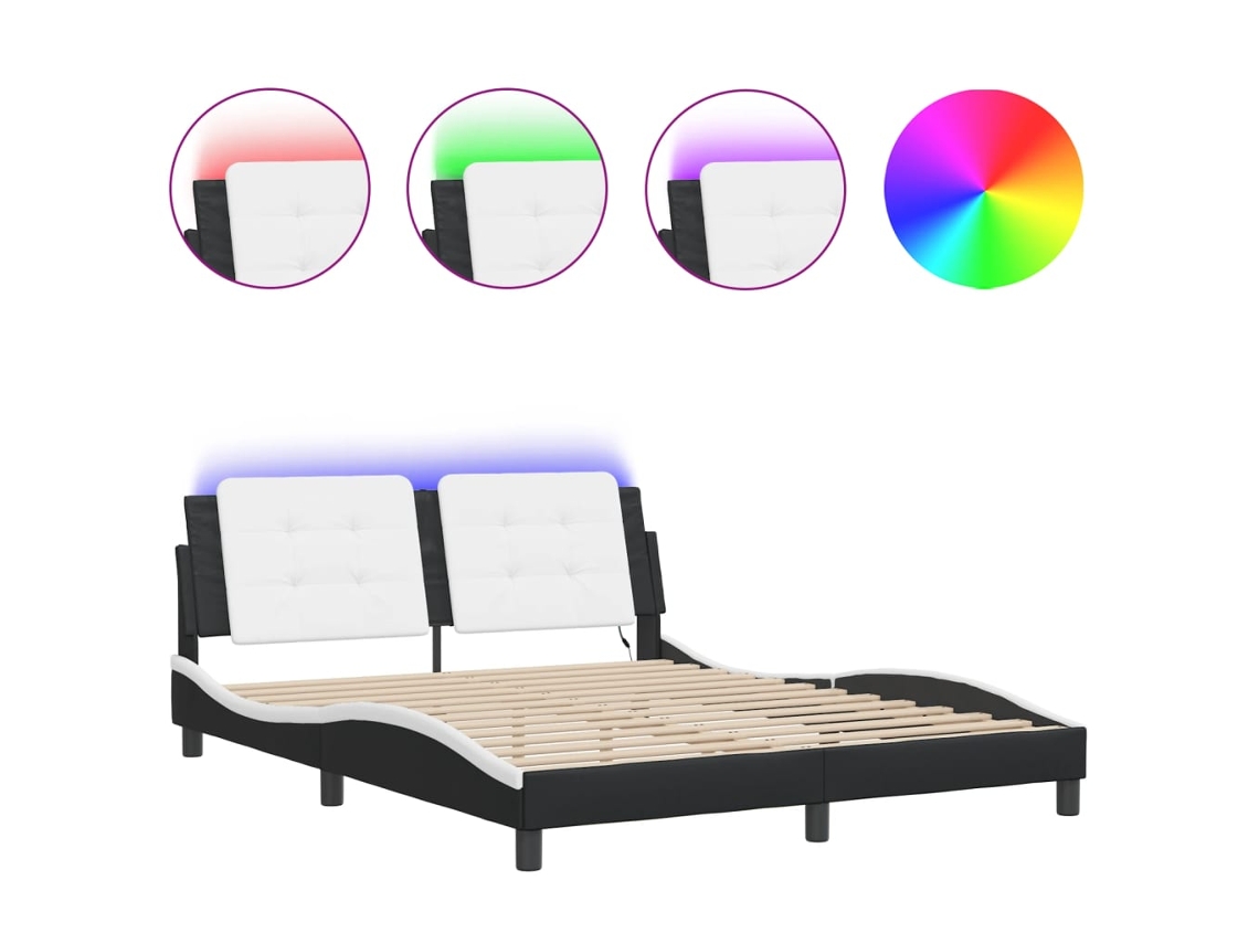 Bed Frame, Bed Frames Vidaxl Preto Couro Artificial (160 X 200 Cm)