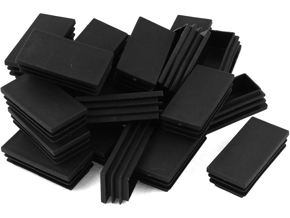 24 Peças Tampas Extremidade Retangulares Plástico Preto para Tubos 30x60 mm CHABERLU