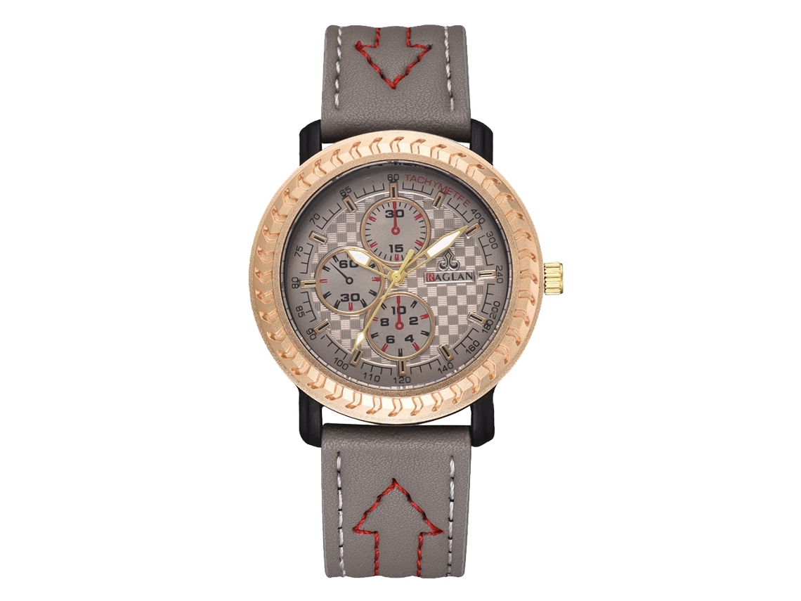 Relógio masculino clássico casual analógico de quartzo com pulseira de couro PU, cinza