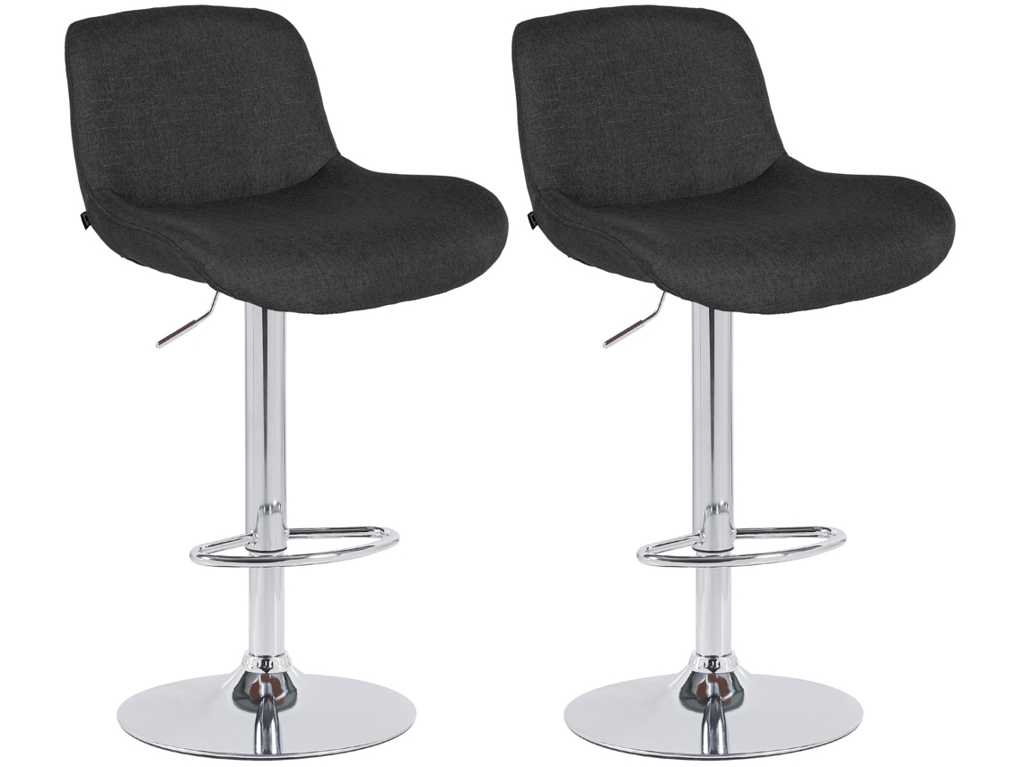 Conjunto De 2 Bancos De Bar Solon Cromados Preto/tecido Clp