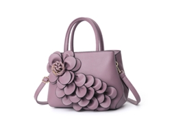Bolsa Feminina de Couro Pu Estilo 2026 com Estampa Floral, Modelo de Mão Ou Ombro. estilo Roxo Dois YUNZII