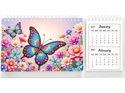 Calendário De Mesa 2027-2028, 24 Meses, Decorativo E Feito À Mão.