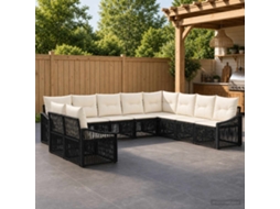 Vidaxl Conjunto De Sofá De Jardim 10 Unid. Preto Vime Pe