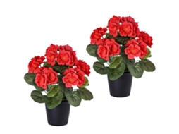 Planta Artificial Begónia em Vaso Pack de 2 Plantas Decorativas LAXISCREED