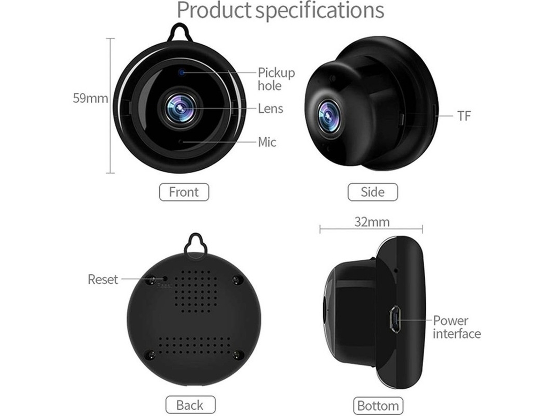 Mini Câmera Espiã Wifi Hd 1080p, Com Visão Noturna E Função De Voz Bidirecional Yizhood (preto)