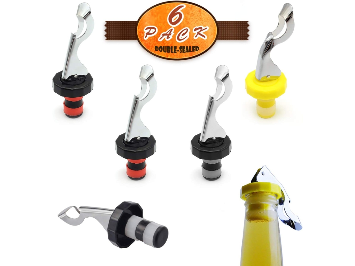Conjunto De 6 Rolhas Para Champanhe, Vinho, Cerveja, Reutilizáveis