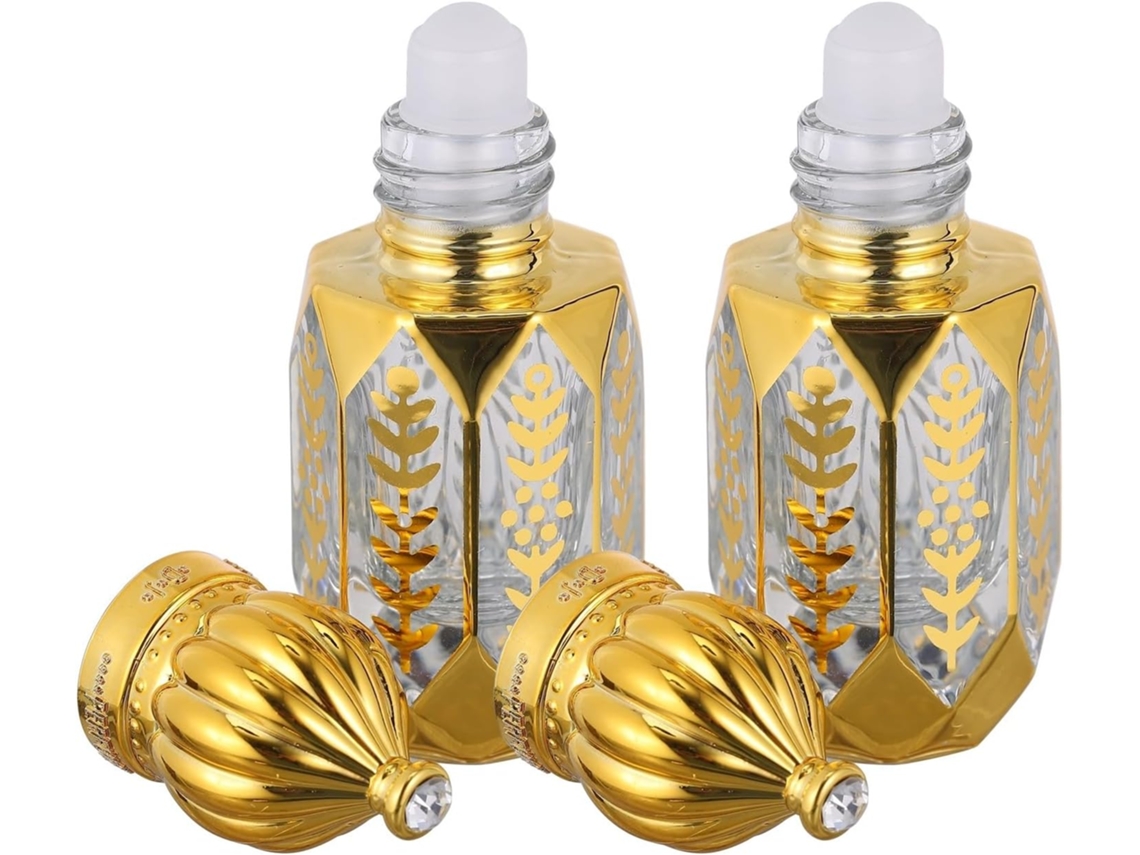 Conjunto De 2 Frascos De Perfume De Vidro Dourado Para Viagem