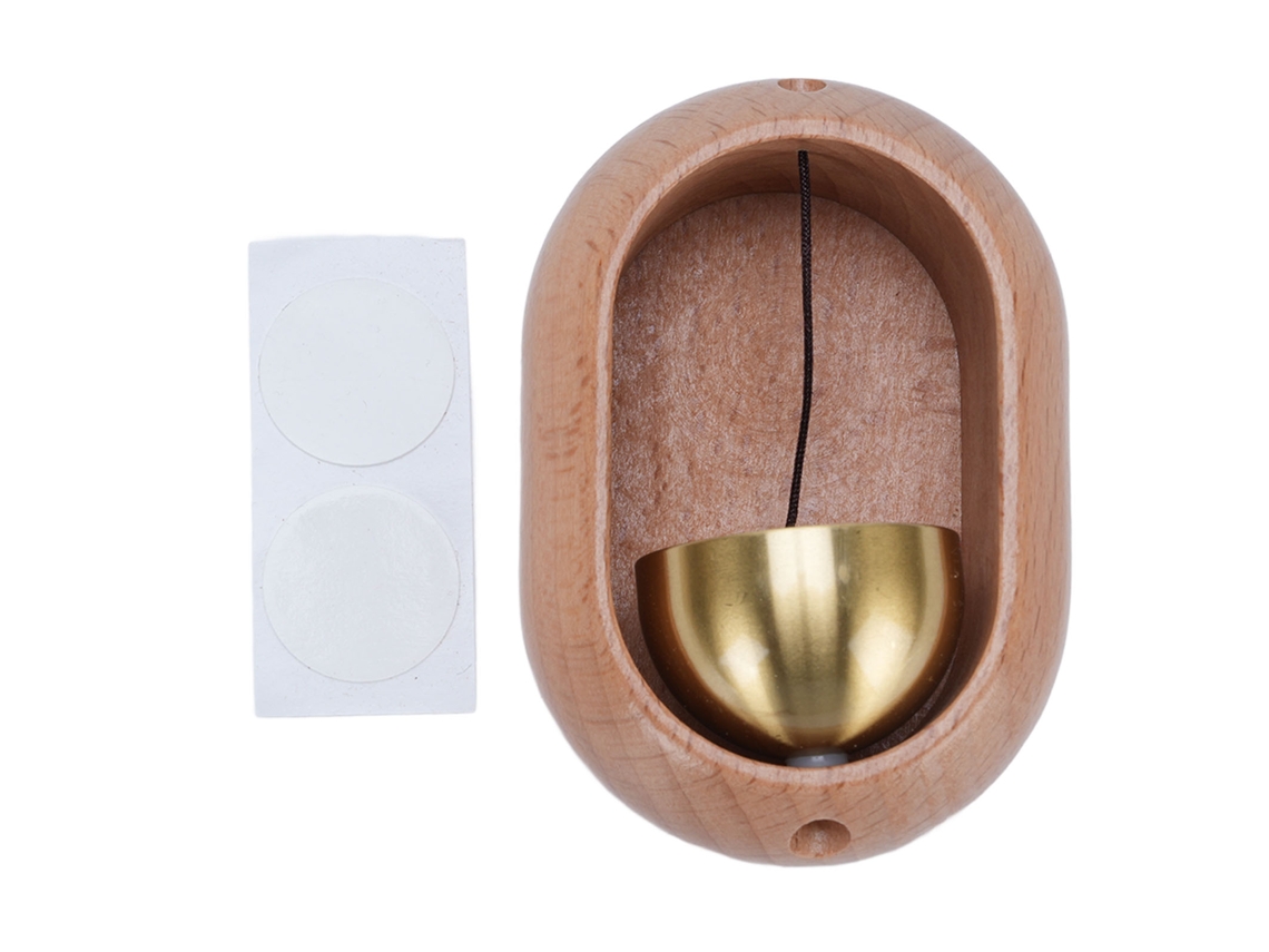 Sino De Loja Para Porta Latão Madeira Decorativo Com Fita Dupla Face