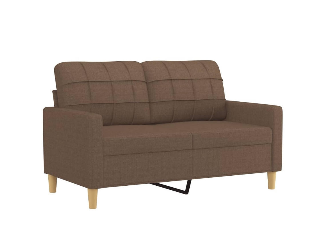 2 Pcs Conjunto de Sofás com Almofadas Tecido Castanho SYFAX