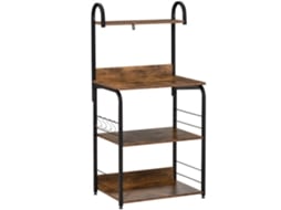 Estante de Cozinha Melamina de Madeira e Metal Cor Marrom Rústico e Preto 60x40x125 cm Homcom